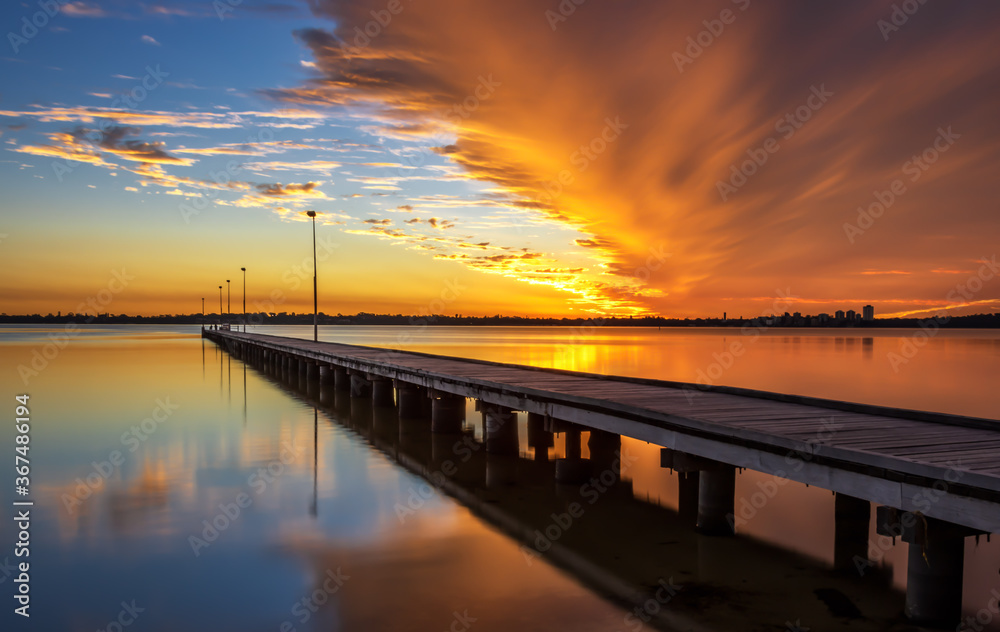 Half Sky Long Exposure Sunset at Como Jetty Perth
