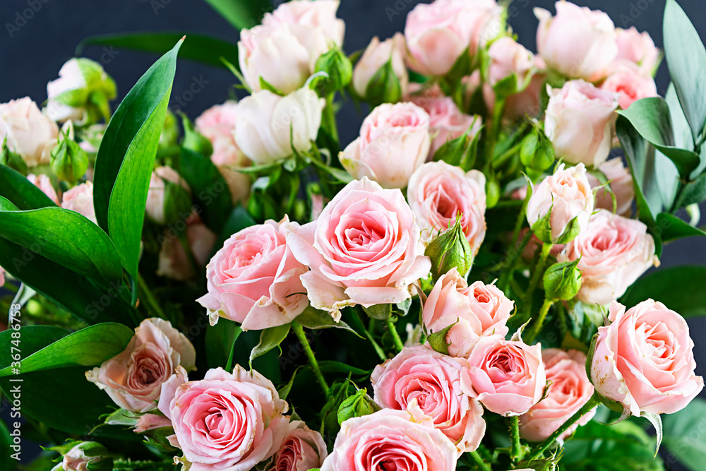 Bouquet of several branches of pink roses. Background of pink roses Bouquet of several branches of pink roses. Background of pink roses