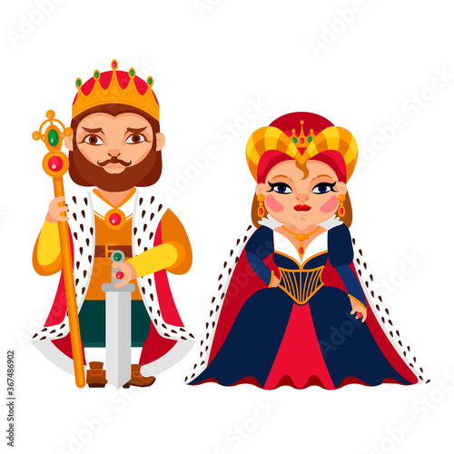 Cartoon Color Characters People Royal Family Concept. Vector
