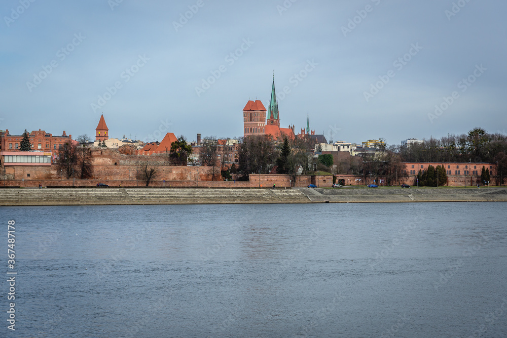 Historic part of Torun city on the bank of River Vistula in Poland