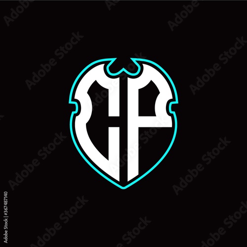 Fototapeta Naklejka Na Ścianę i Meble -  C P Initial logo design with a shield shape