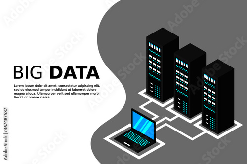Isometric server equipment. Vector illustration.