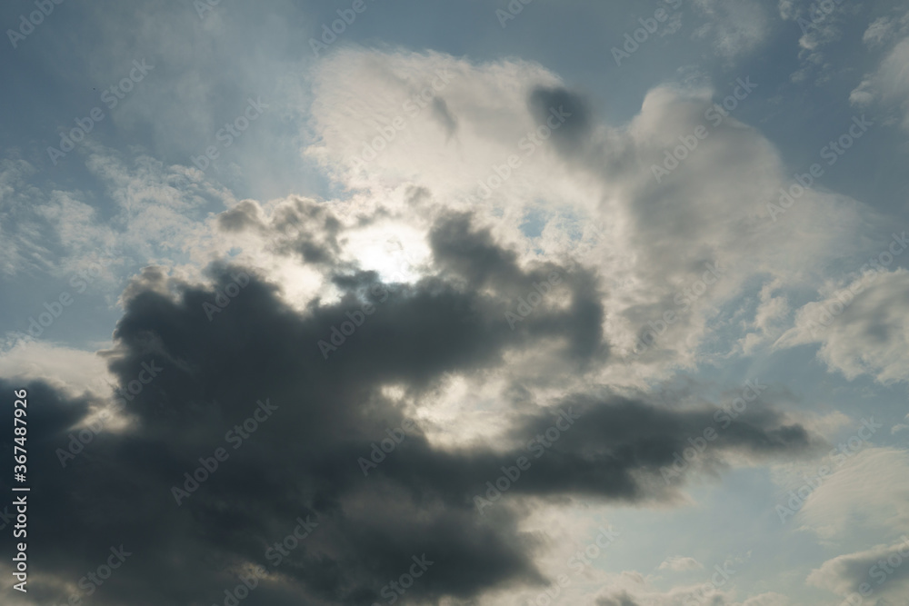 Beautiful silver gray clouds with blue sky background
