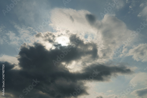 Beautiful silver gray clouds with blue sky background 