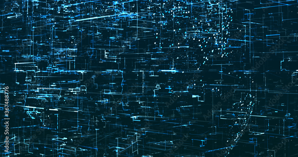 Obraz premium Abstract digital network data background, 3D rendering illustration