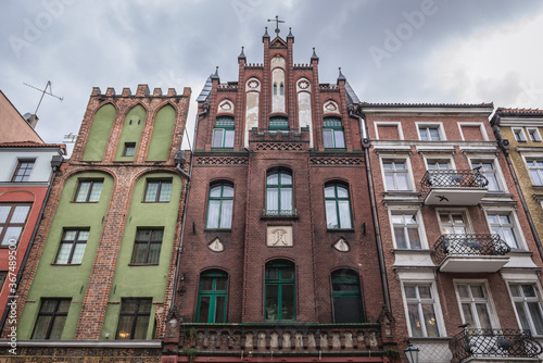 Townhouses on Szeroka Street in Old Town of Torun historical city in north central Poland