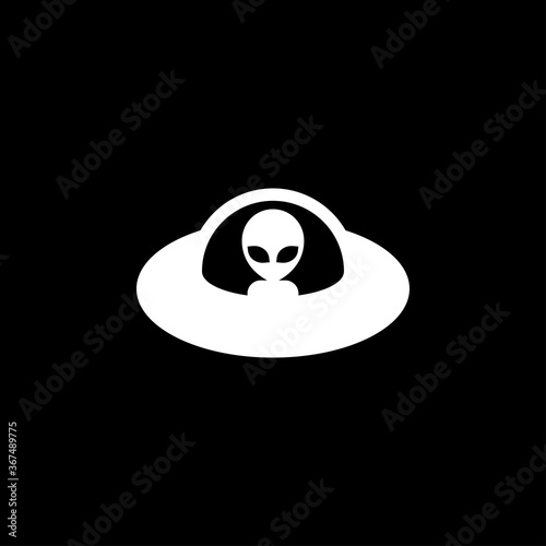UFO alien saucer - unidentified flying object line art vector icon