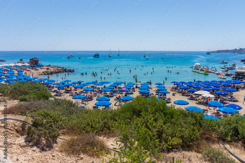 view of Konnos Beach, Protaras, Paralimni, Cyprus