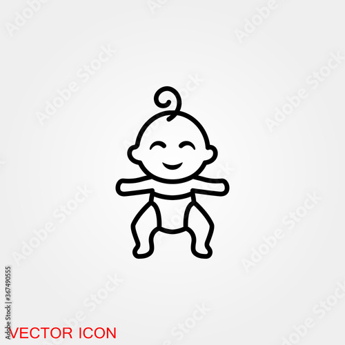 Baby changing diapers flat icon sign. vector