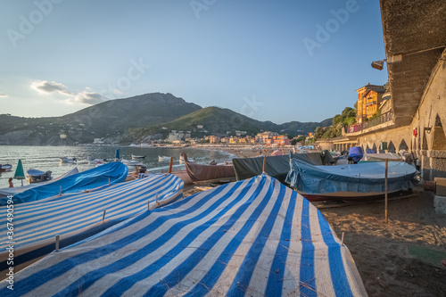 Plage de Levanto, Ligurie, Italie. Village de pêcheurs à proximité des Cinque terre. 