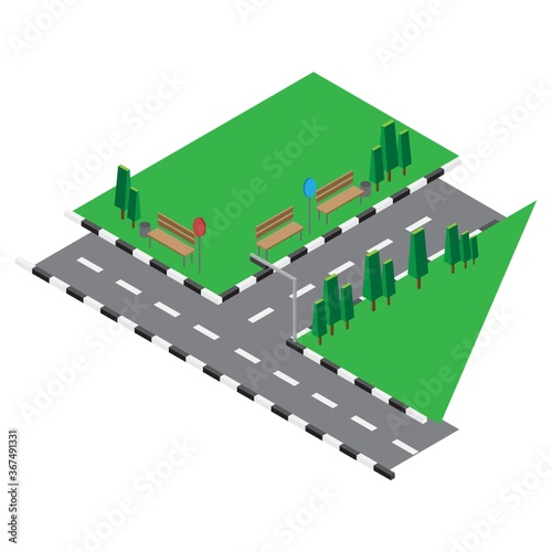 isometric drawing of road junction