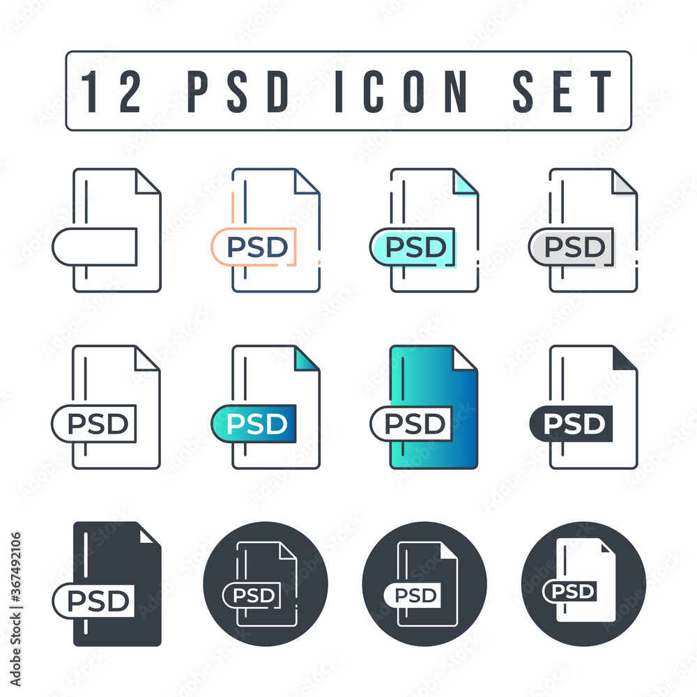 PSD File Format Icon Set. 12 PSD icon set. PSD File Format Icon Set. 12 PSD icon set.
