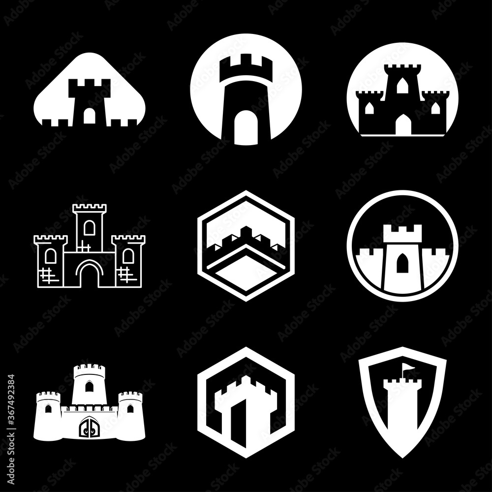 Castle icon. Castle tower icon or symbol. Vector illustration. Castle icon. Castle tower icon or symbol. Vector illustration.