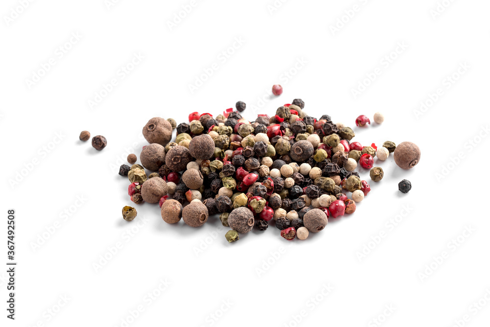 Isolated heap of mixture of different peppers Isolated heap of mixture of different peppers