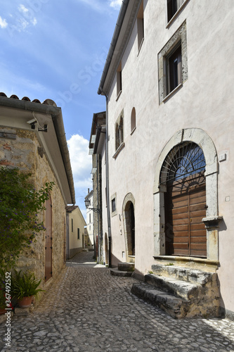 A narrow street in Fontana Liri, an old mountain town in the province of Frosinone, Italy.