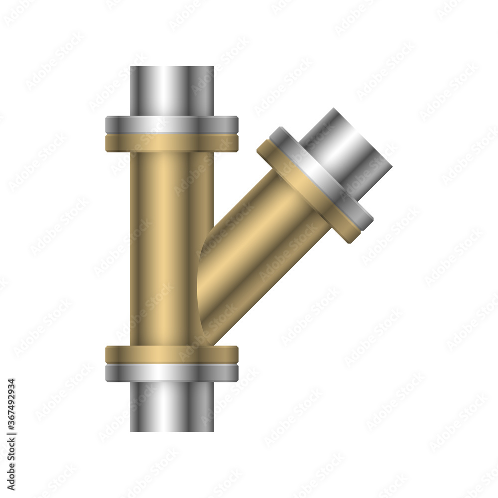 Pipe vector icon. Made from steel or metal connection by flange fitting fixing by screw and bolt. Part for pipeline construction to transport oil and gas in industry, water in plumbing and irrigation.