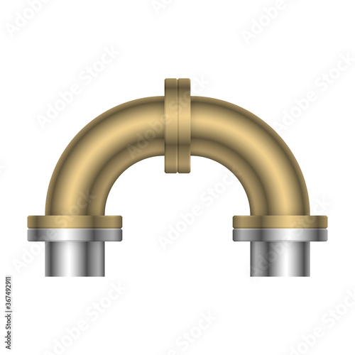 Pipe vector. Made from steel or metal connection by flange fitting fixing by screw and bolt. Part for pipeline construction to transportation oil and gas in industry, water in plumbing and irrigation.