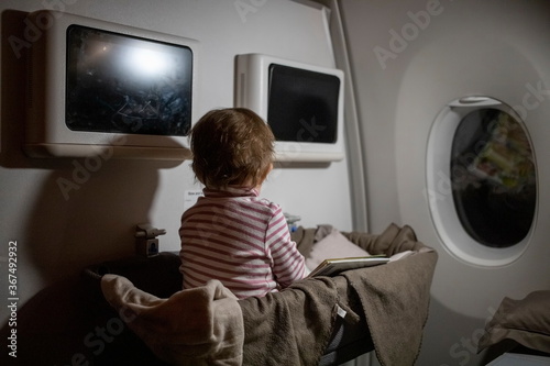 Obraz na plátně concept of comfortable flight with infant