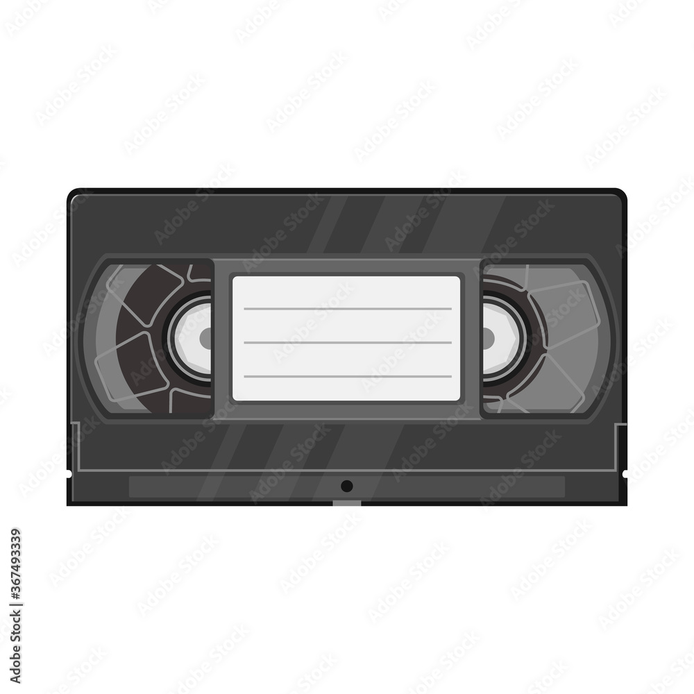 Obraz premium Isolated object of videotape and videocassette logo. Graphic of videotape and reel vector icon for stock.