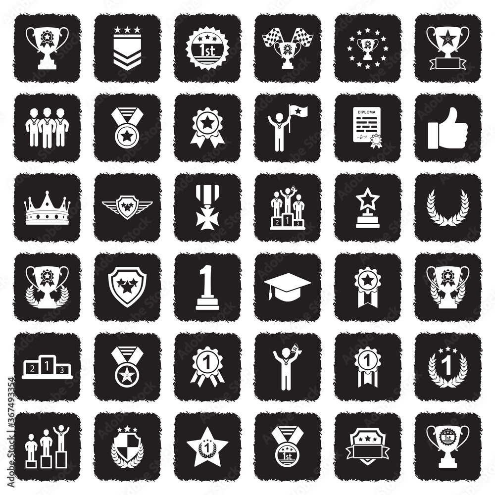 Obraz premium Awards Icons. Grunge Black Flat Design. Vector Illustration.