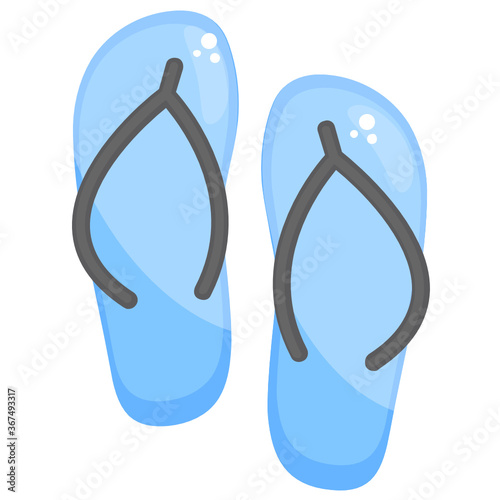 
A casual footwear with two stripes characterizing flip flops flat vector  
