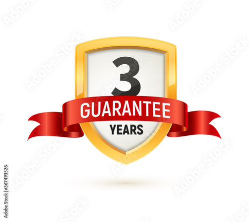 Guarantee 3 years isolated vector label on white background. Warranty service icon template