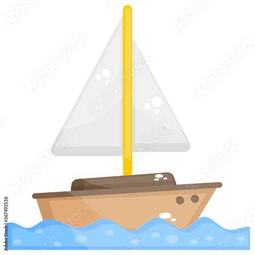 
Yacht icon in modern flat style, rafting equipment 
