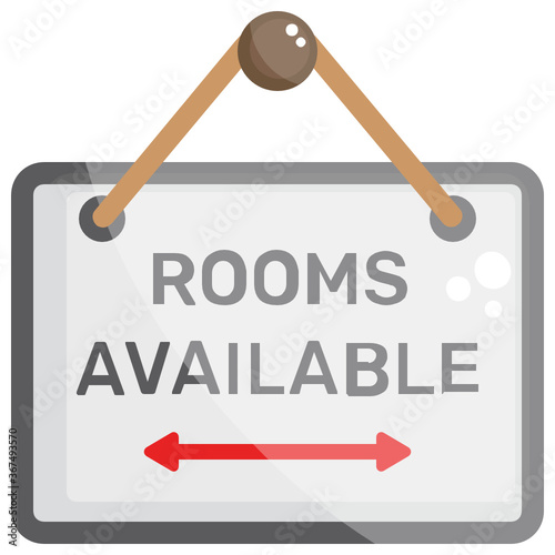 
Hanging banner, flat icon of hotel banner
