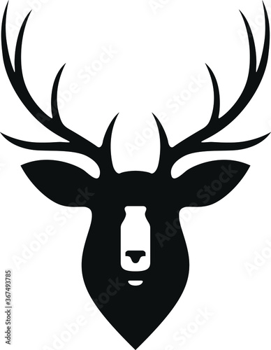 Silhouette of Deer Head with a Negative Space Milk Bottle nose a Vector Design 