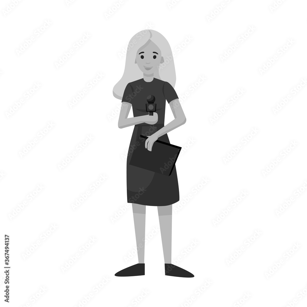 Isolated object of presenter and mic logo. Web element of presenter and woman stock symbol for web. Isolated object of presenter and mic logo. Web element of presenter and woman stock symbol for web.