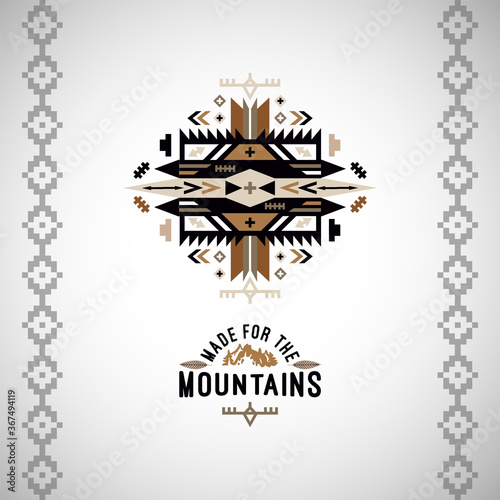 Vector colorful decorative element on native ethnic style