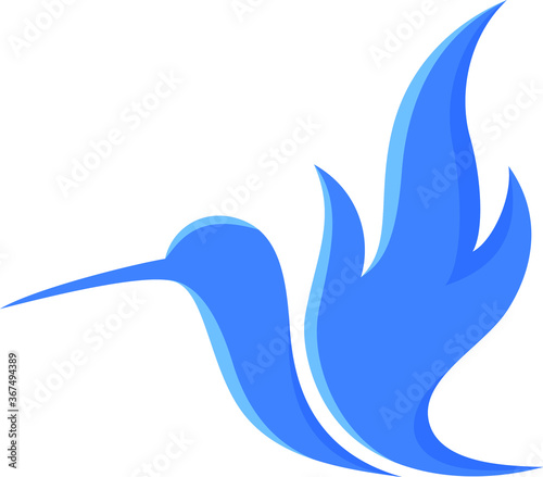 Simple Hummingbird Flying with Fire Shape Vector Design