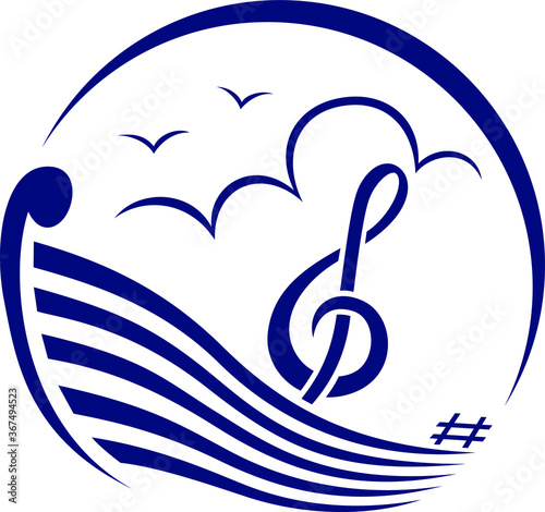 Music notes as a sailboat logo design