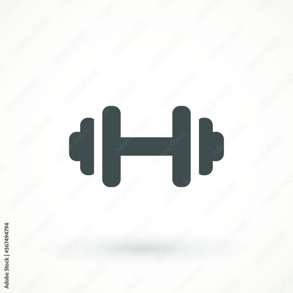 Dumbbell for gym icon , black sign design Barbell icon template color editable. fitness symbol vector sign isolated on white background.