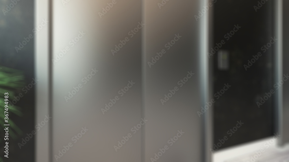 Unfocused, Blur phototography. lobby with a large window. Reception in the business center. elevator doors. decorative dark walls.. 3D rendering Unfocused, Blur phototography. lobby with a large window. Reception in the business center. elevator doors. decorative dark walls.. 3D rendering