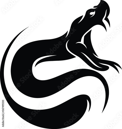 Logo Design of A Python Open its Mouth shows the Fang  photo