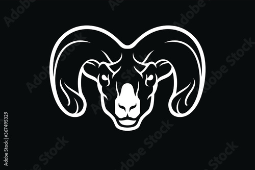 Simple Design of Aggressive Ram Head Sport Logo