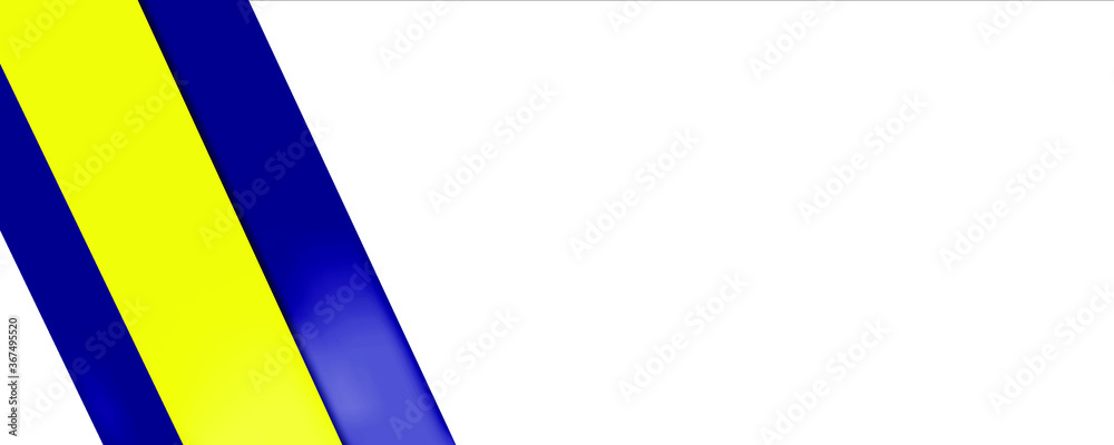 White background with multi colored yellow and blue shiny stripes on left. White background with multi colored yellow and blue shiny stripes on left.