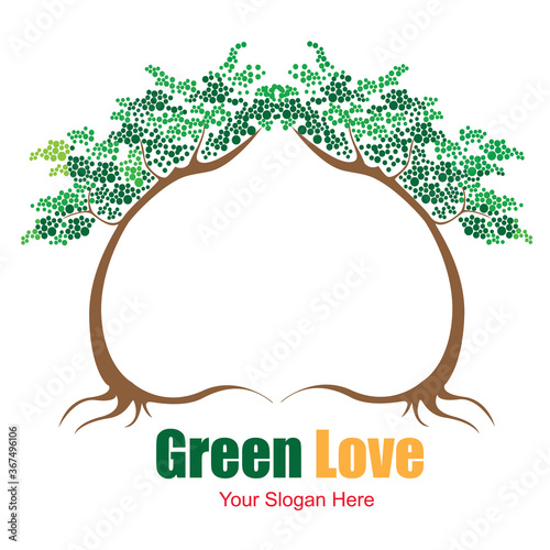 Vector logo green love  design in eps 10. Simple template and ready to use.