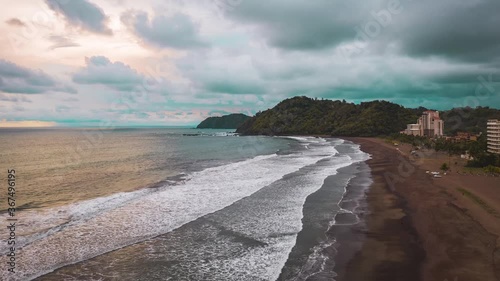 Hyperlapse of Jaco Beach in Costa Rica during Sunset time. photo