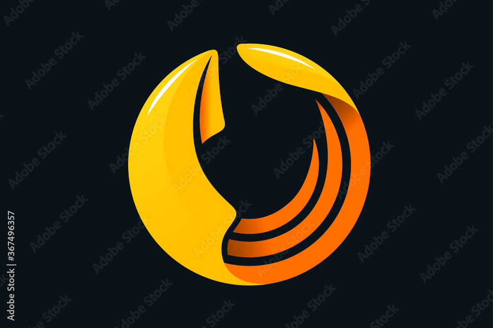 Rounded Logo with Abstract Design of Squid Rounded Logo with Abstract Design of Squid