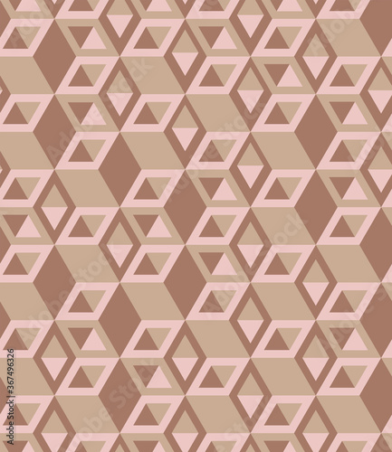 Abstract cube pattern, fully seamless. 3d beige vector geometric wallpaper, cube pattern background.Modern Graphic Design.Optical illusion.