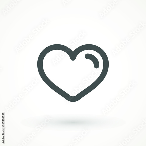 Heart Icon Vector. Love symbol. Valentine's Day sign, emblem isolated on white background with shadow, Flat style for graphic and web design, logo. EPS10 black pictogram
