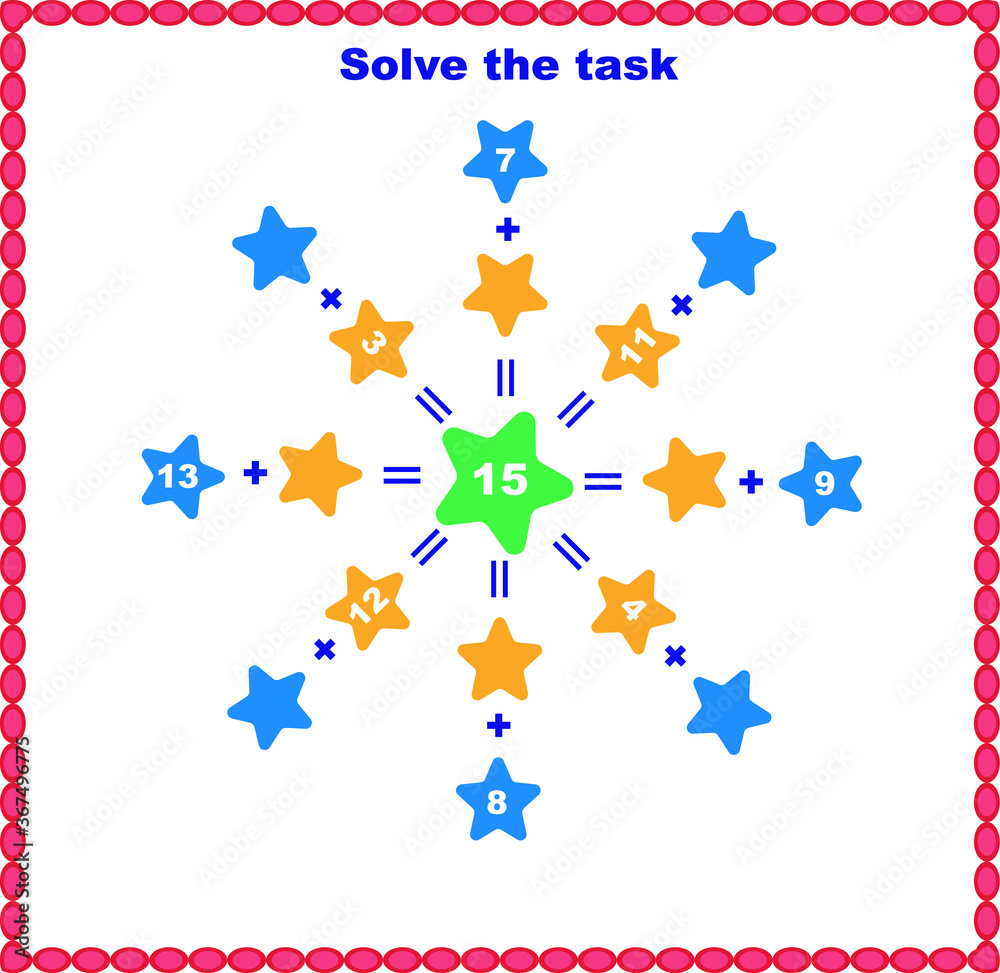 Foto Solve the math lesson adding and subtracting.
