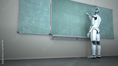 Humanoid Robot Chalk Board Writing Teacher
