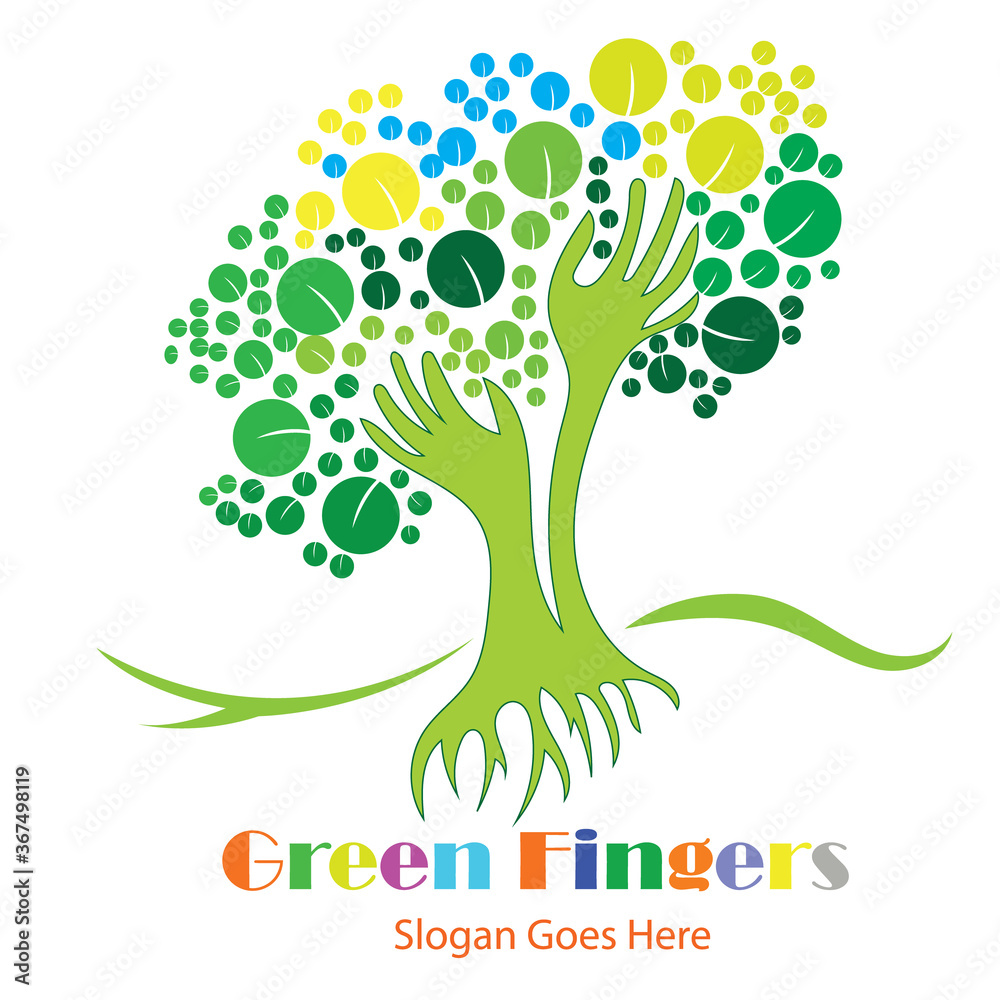 Vector logo green fingers design in eps 10. Simple template and ready