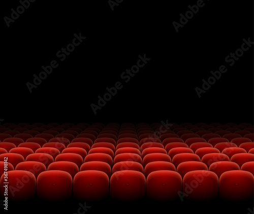 Cinema Theater Red Seats Row Set on a Dark. Vector