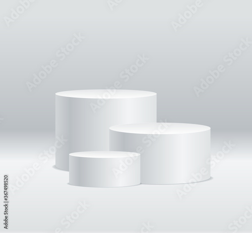 Realistic Detailed 3d Round Stage Podium Set. Vector