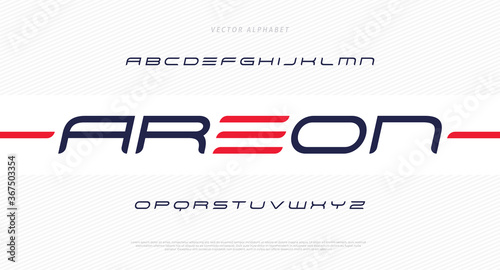 Modern futuristic minimal font. Modern italic typeface. English alphabet. Set of letters. Font set for logo, music, cover, headline, technology, digital, movie design. Vector illustration.