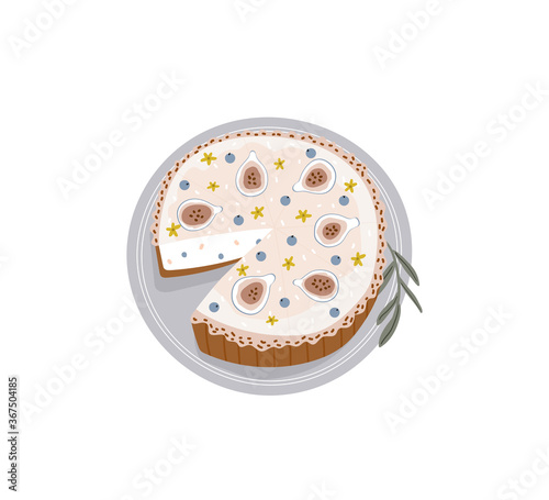 Summer picnic: fruits, berries, cake, hotdog, sandwich, bbq grill, coffee, ice cream, pie. Top view. Icon set flat design of picnic items. For banners, posters, promotion, presentation templates